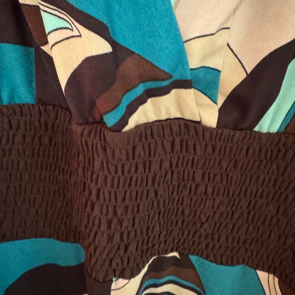 Rabbit Rabbit Rabbit Brown and Green Puff Sleeve Dress - Picture 6 of 9